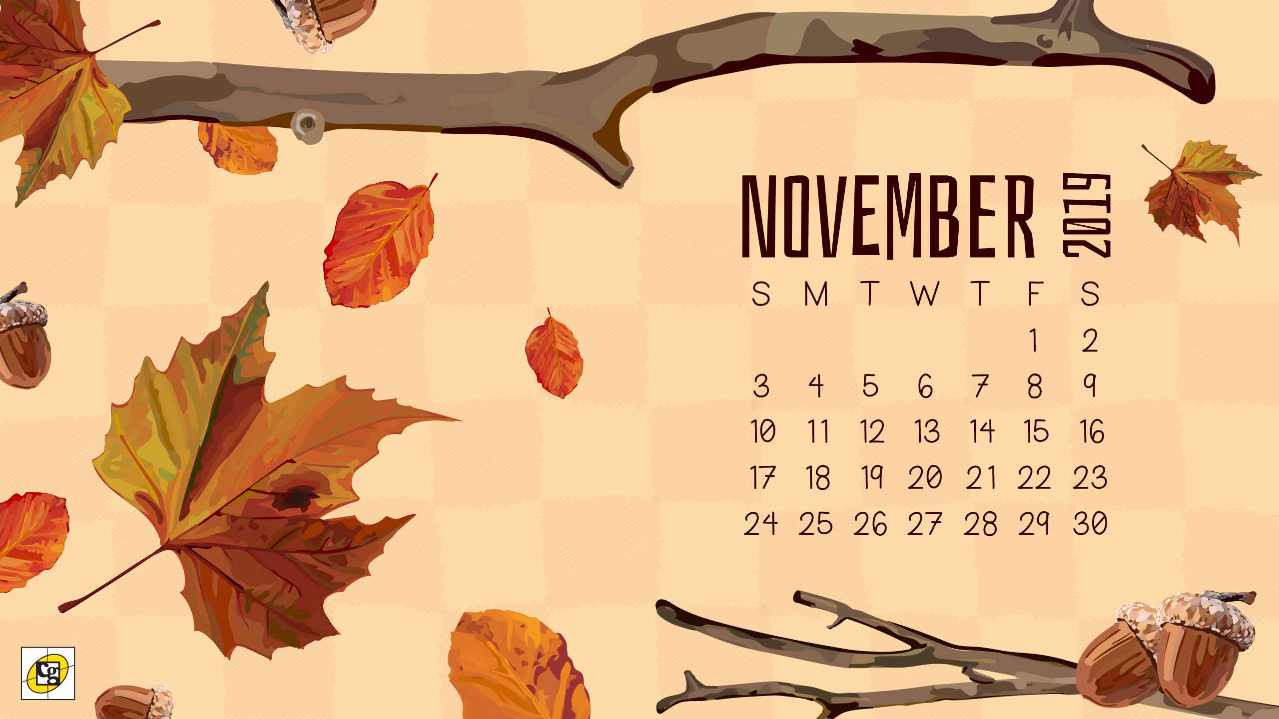Free Download November 2019 Desktop Calendar Composure Graphics