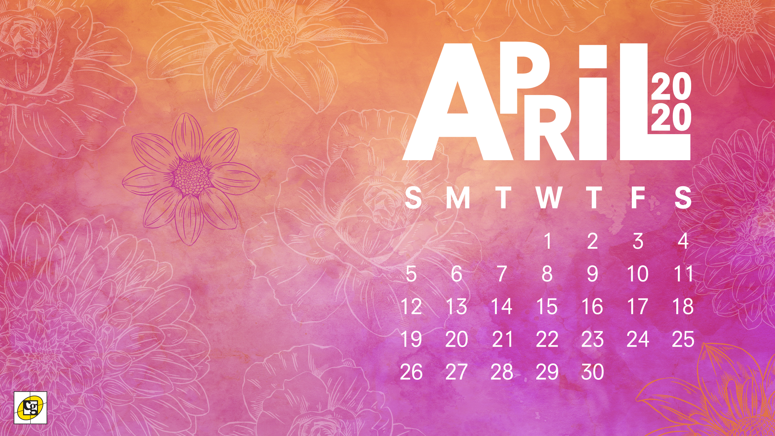 Free Download April 2020 Desktop Calendar Composure Graphics